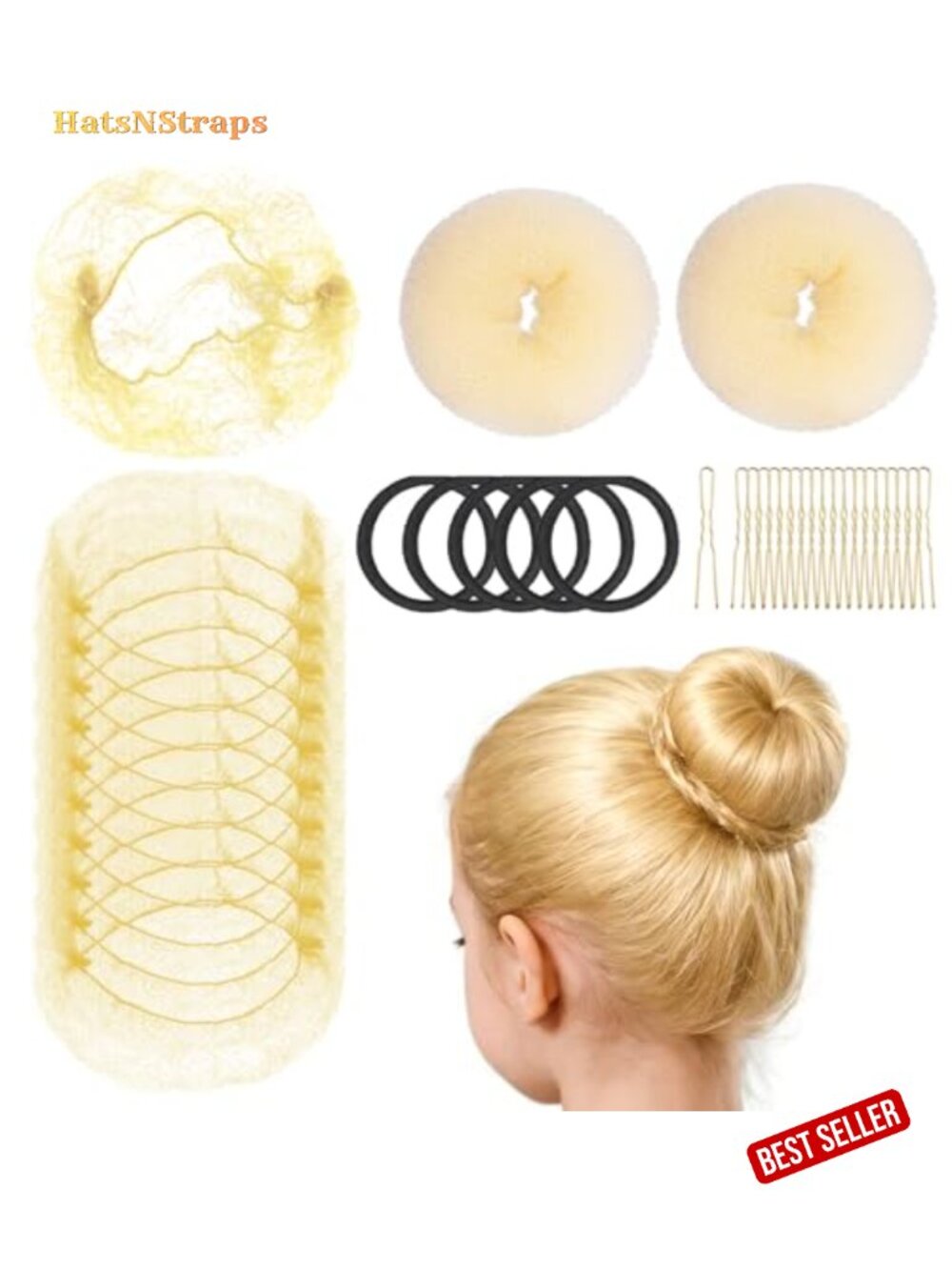 Small Hair Donut Bun Maker with Invisible Hair Nets and Bobby Pins